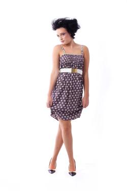 Pintuck Dress (Charcoal Floral)